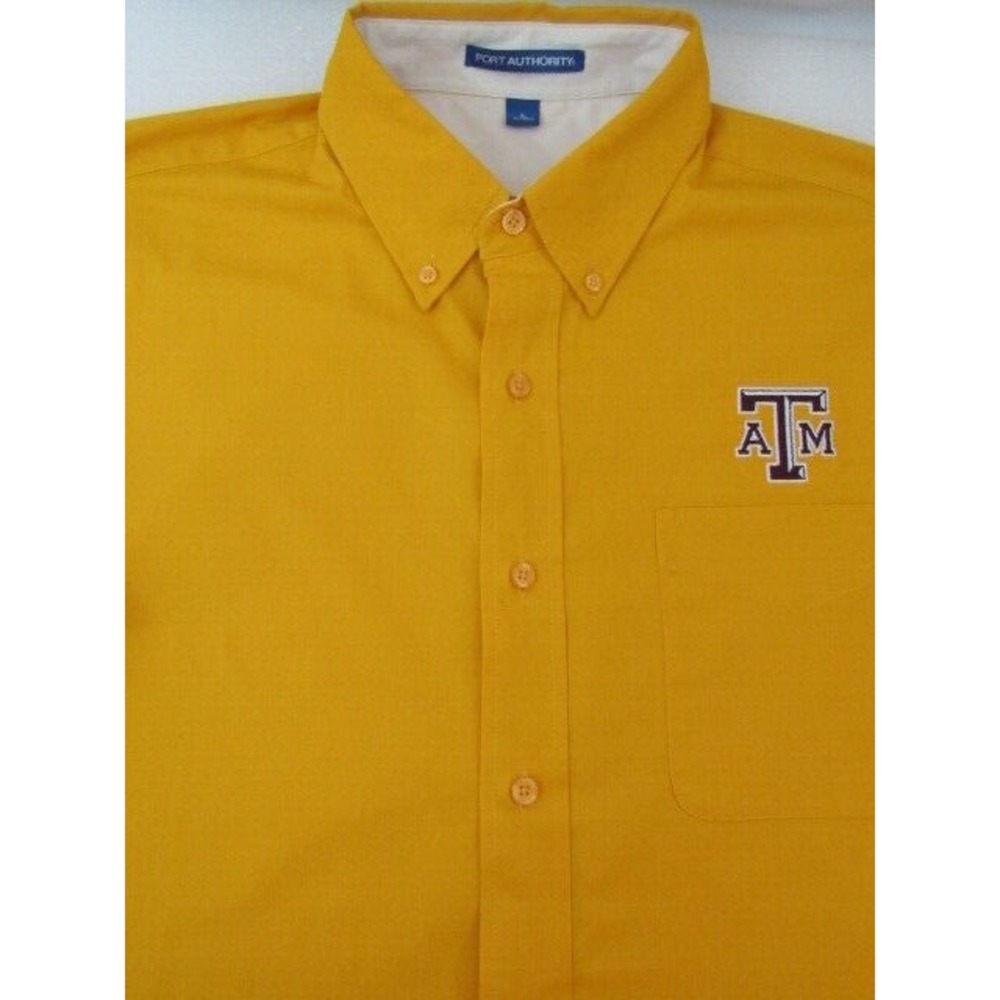 Port Authority Sz L Gold Logo Texas A&M Aggies Button Down Shirt
